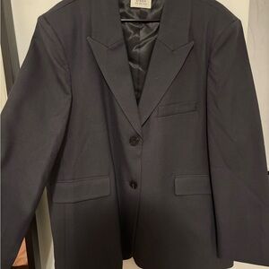 DISSH Black Oversized Wool Blend Blazer Charcoal Gray